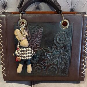 MEXICANA Dark Brown Embossed Leather Tote